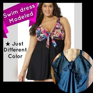 LAST CHANCE❎ WAS $92 ❎ SWIM DRESS • Black Lace Top 1pc, 3X.